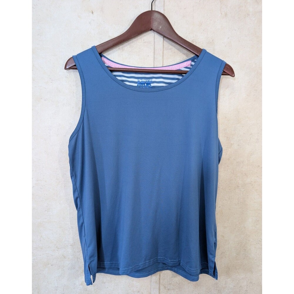 2 Muk Luk Pajama Tank Tops L Blue Cloud Knit Pull Over Sleepwear Night Shirt - Picture 4 of 9